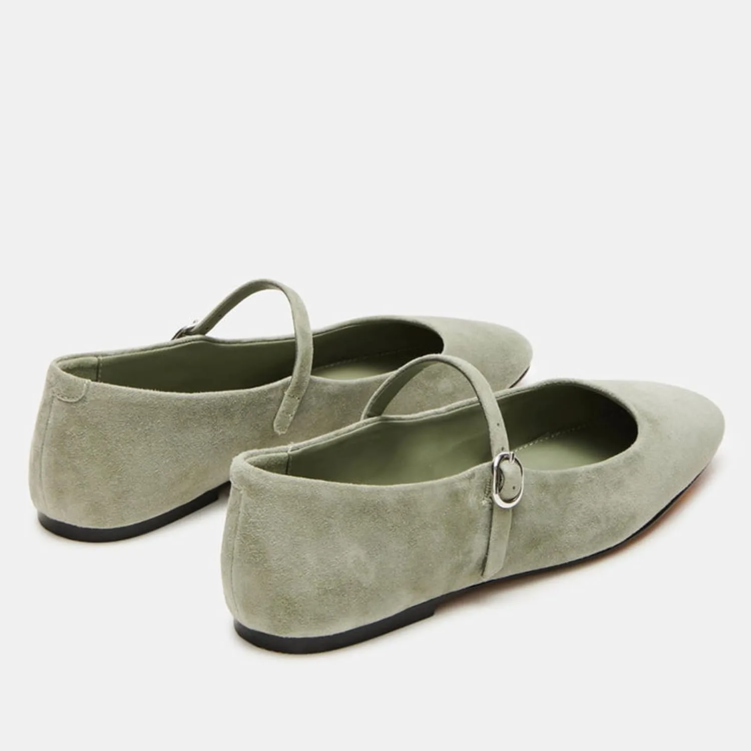 Suede Leather Ballet Flats Shoes for Women Cute Square Toe Slip On Mary Jane Flats Comfy Ballerina Flat Shoes Causal Daily Shoes with Strap