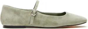 Suede Leather Ballet Flats Shoes for Women Cute Square Toe Slip On Mary Jane Flats Comfy Ballerina Flat Shoes Causal Daily Shoes with Strap