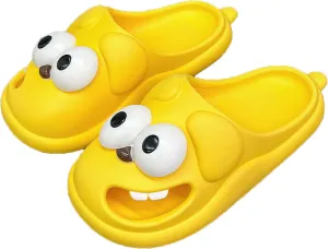 Summer Big Eye Dog Slippers, Unisex Cute Cartoon Comfy Slippers, Indoor Bathroom Comfy Flat Slide Shoes, Non-Slip Lightweight Shower Beach Pool Outdoor Slides