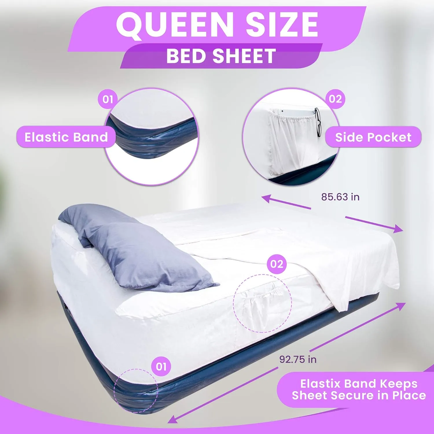 SwissGear Airbed Flat & Fitted Sheet Set - Queen Size