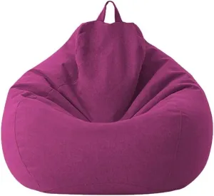 SXBCyan Bean Bag Cover Big Cotton Linen Lazy BeanBag Chair Sofa Covers Puff Relax Lounge Couch (Color : Purple-Cover, Size : M - 70CM)