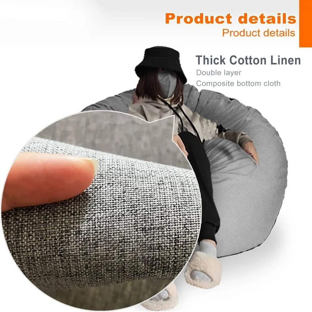 SXBCyan Bean Bag Cover Big Cotton Linen Lazy BeanBag Chair Sofa Covers Puff Relax Lounge Couch (Color : Purple-Cover, Size : M - 70CM)