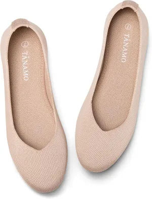 Tanamo Women's Flat Ballet Shoes Knit Flat Shoes for Women Round Toe Slip on Women Flats for Dressy Casual Office Work Wedding Comfort Soft