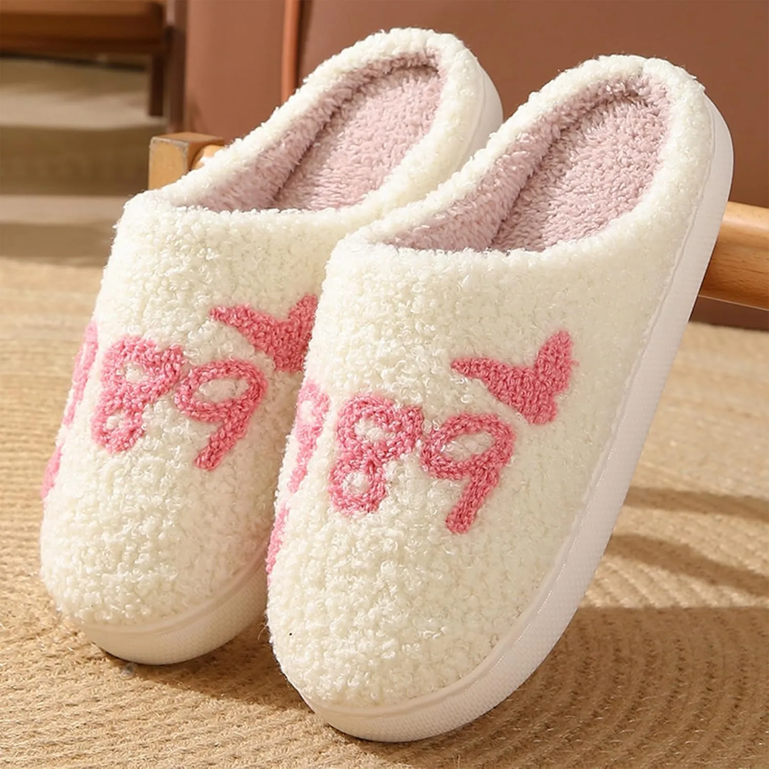 Taylor's Comfy Bedroom Slippers - Cute Ladies Cozy Fluffy Fuzzy House Slippers With Soft Memory Foam Insole
