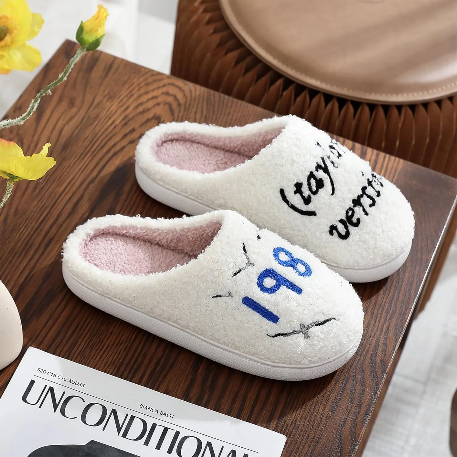 Taylor's Comfy Bedroom Slippers - Cute Ladies Cozy Fluffy Fuzzy House Slippers With Soft Memory Foam Insole
