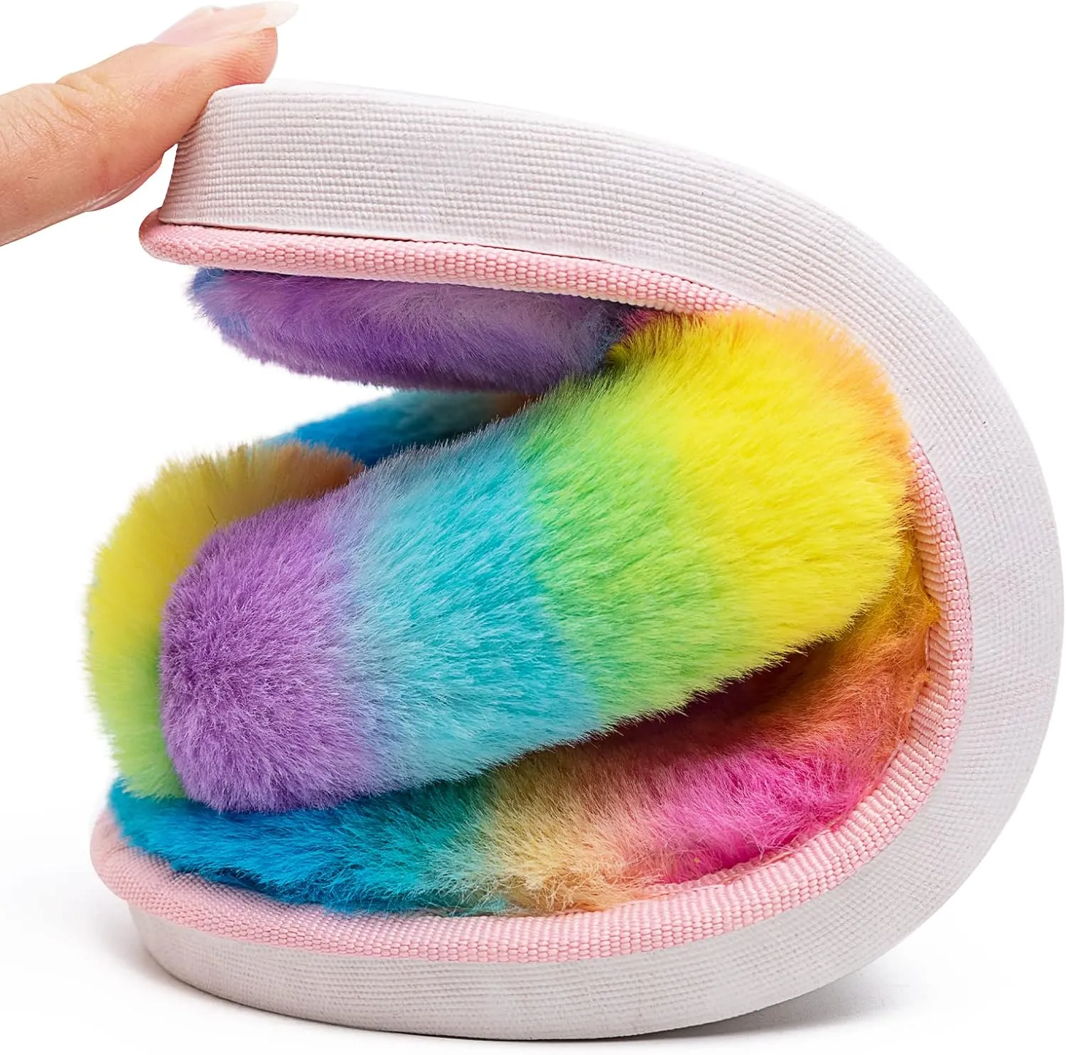techcity Boys Girls Fuzzy Flip Flop Slippers Kids Cute Soft Comfy Open Toe Fluffy Slip On Thong Flat Sandals House Home Fur Slides Indoor Outdoor