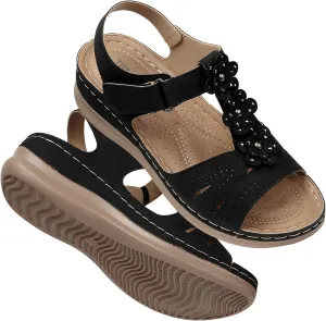 TEMOFON Wedge Sandals for Women Comfortable: Open Toe Sandals with Low Wedges - Dressy Summer Casual Sandals - Flat Comfy Walking Sandals