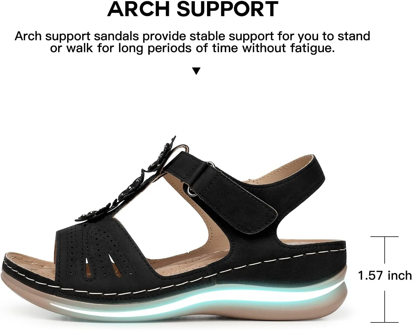 TEMOFON Wedge Sandals for Women Comfortable: Open Toe Sandals with Low Wedges - Dressy Summer Casual Sandals - Flat Comfy Walking Sandals