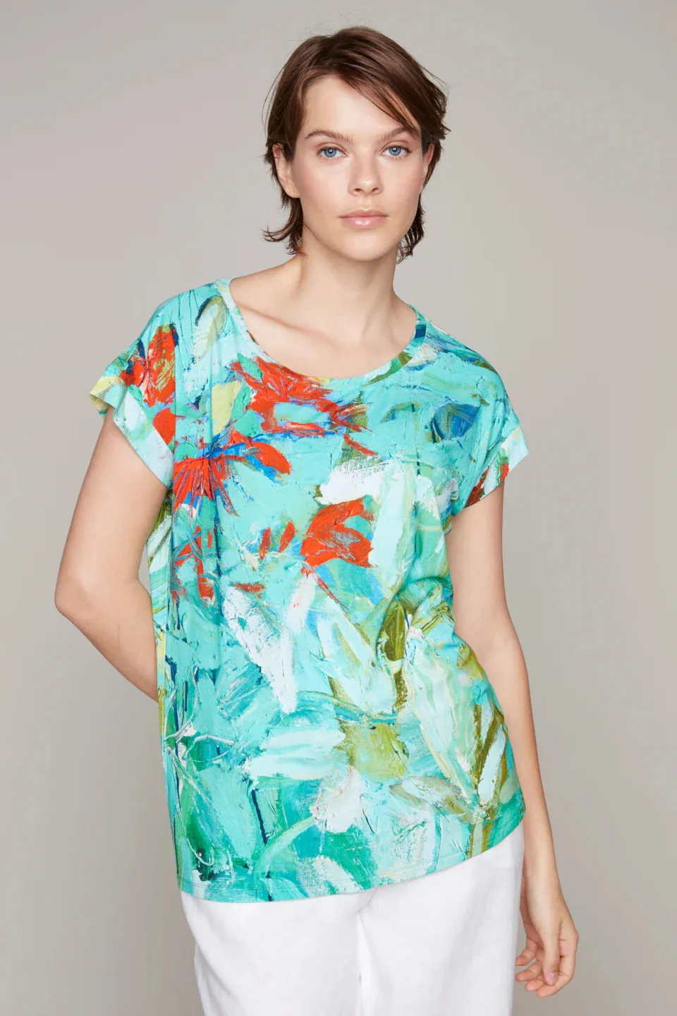 The Crocosmia are in Bloom Pop-Over Short Sleeve Top