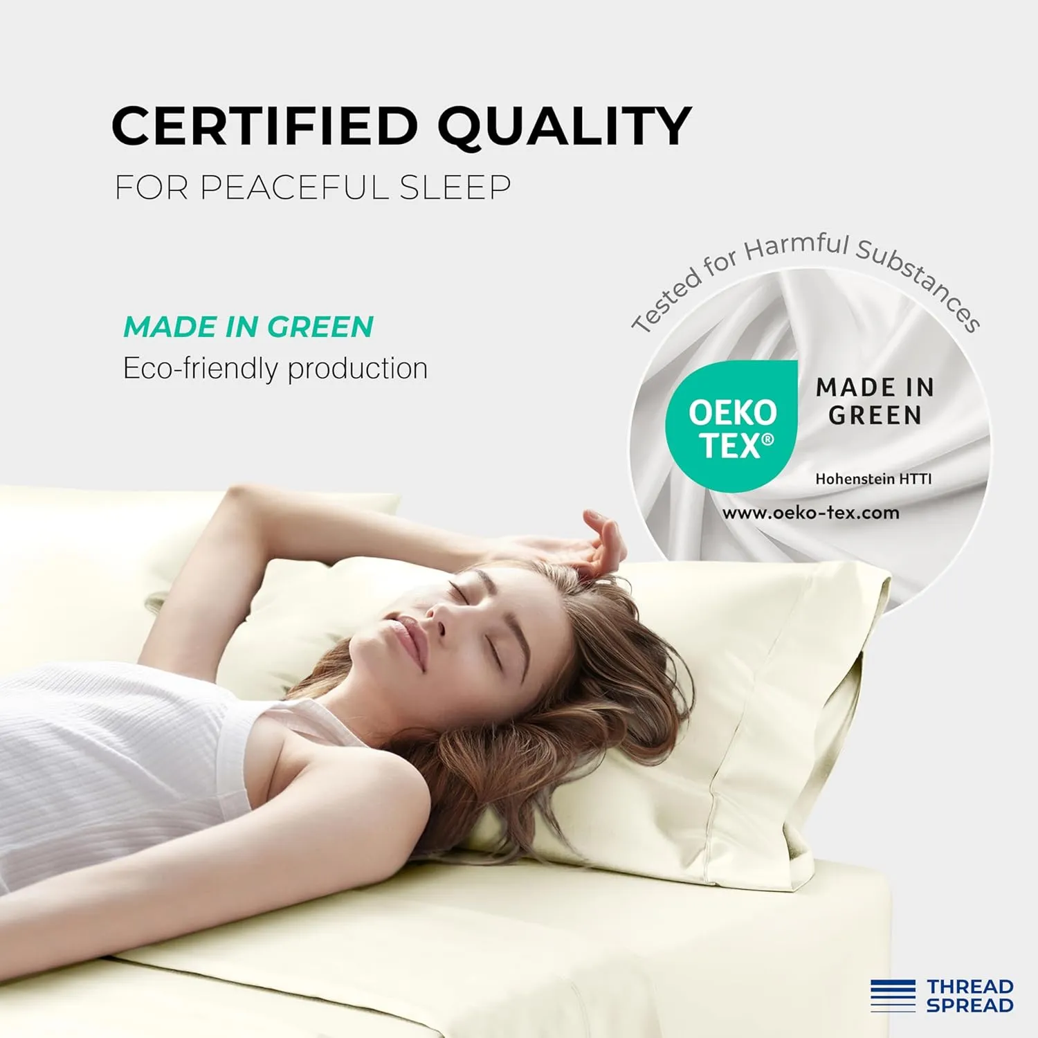 THREAD SPREAD 100% Egyptian Cotton Sheets Queen Size - 1200 Thread Count 4 PC Sheet Set Egyptian Cotton, Sateen Weave Luxury Sheets Queen Size, High Thread Count Sheets, 17" Deep Pocket - Ivory