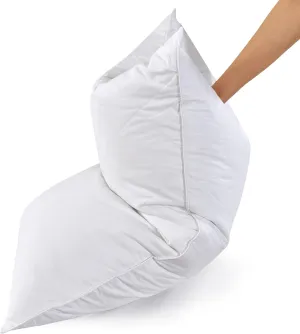 Three Geese White Goose Feather Polyester Bed Pillows Queen/Standard Size Set of 2- Soft 600 Thread Count 100% Cotton, Medium Firm,Soft Support Surround Fill Polyfiber,White Solid