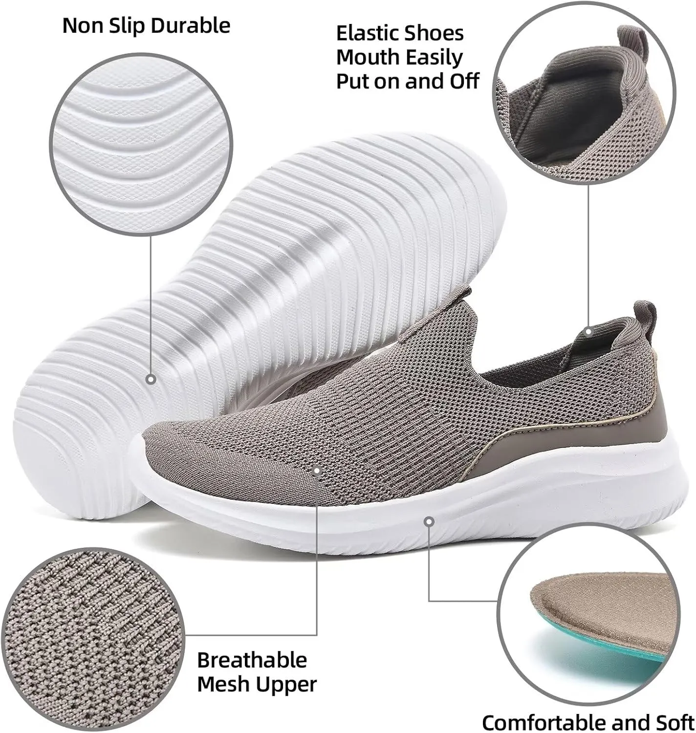 TIOSEBON Women's Walking Tennis Shoes Knit Slip on Mesh Comfortable Sneaker