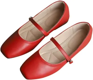 TN TANGNEST Flats for Women Elegant Square Toe Slip On Flats Soft One Line Strap Flats Retro Mary Jane Flat Shoes