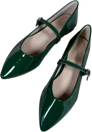 TN TANGNEST Leather Flats for Women Comfortable Pointy Toe Slip On Flats Soft Work Flats Retro Mary Jane Flats