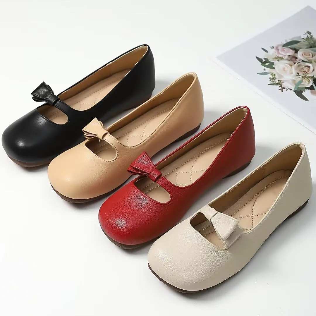 TN TANGNEST Women's Flats Classical Square Toe One Line Strap Mary Jane Flats Soft Slip On Flats