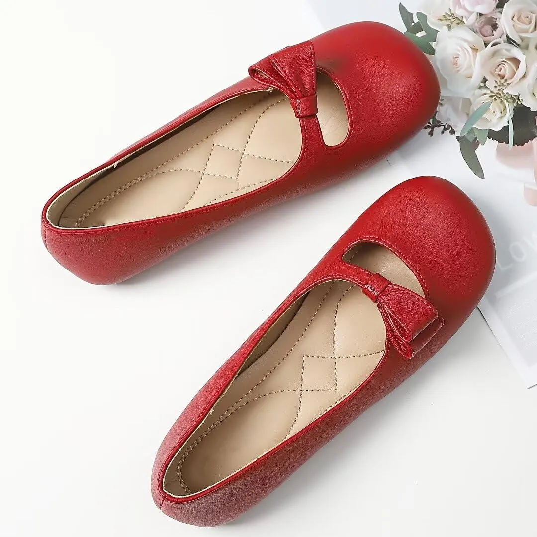 TN TANGNEST Women's Flats Classical Square Toe One Line Strap Mary Jane Flats Soft Slip On Flats