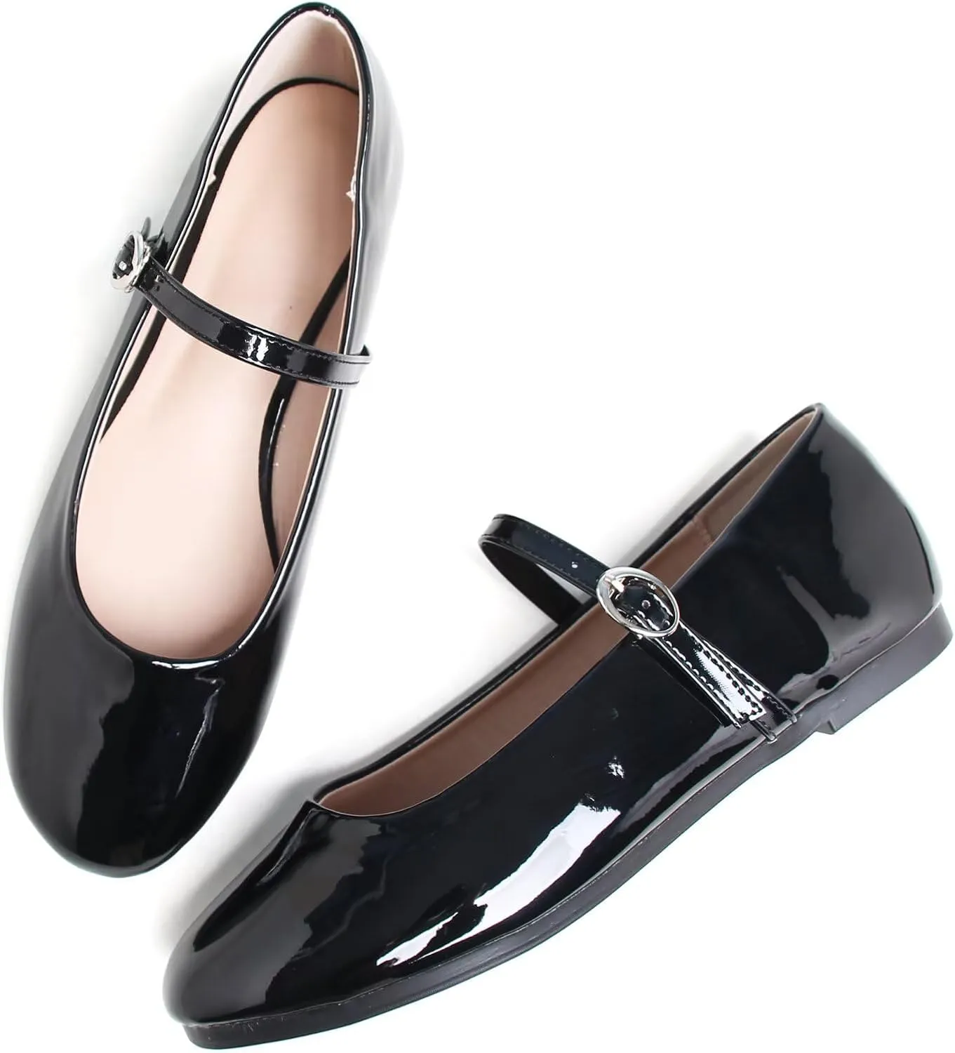 TN TANGNEST Women's Mary Jane Flats Fashion Square Toe Slip On Buckle Flats Soft Comfortable Casual Flat Shoes