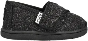 TOMS Girls Alpargata Loafer Flat, Black Iridescent Glimmer, 4 Little Kid