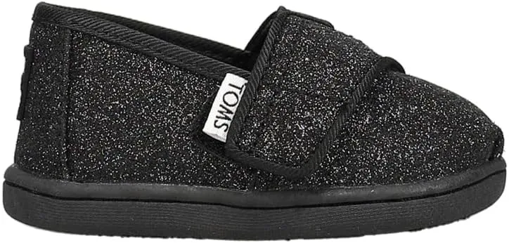 TOMS Girls Alpargata Loafer Flat, Black Iridescent Glimmer, 4 Little Kid