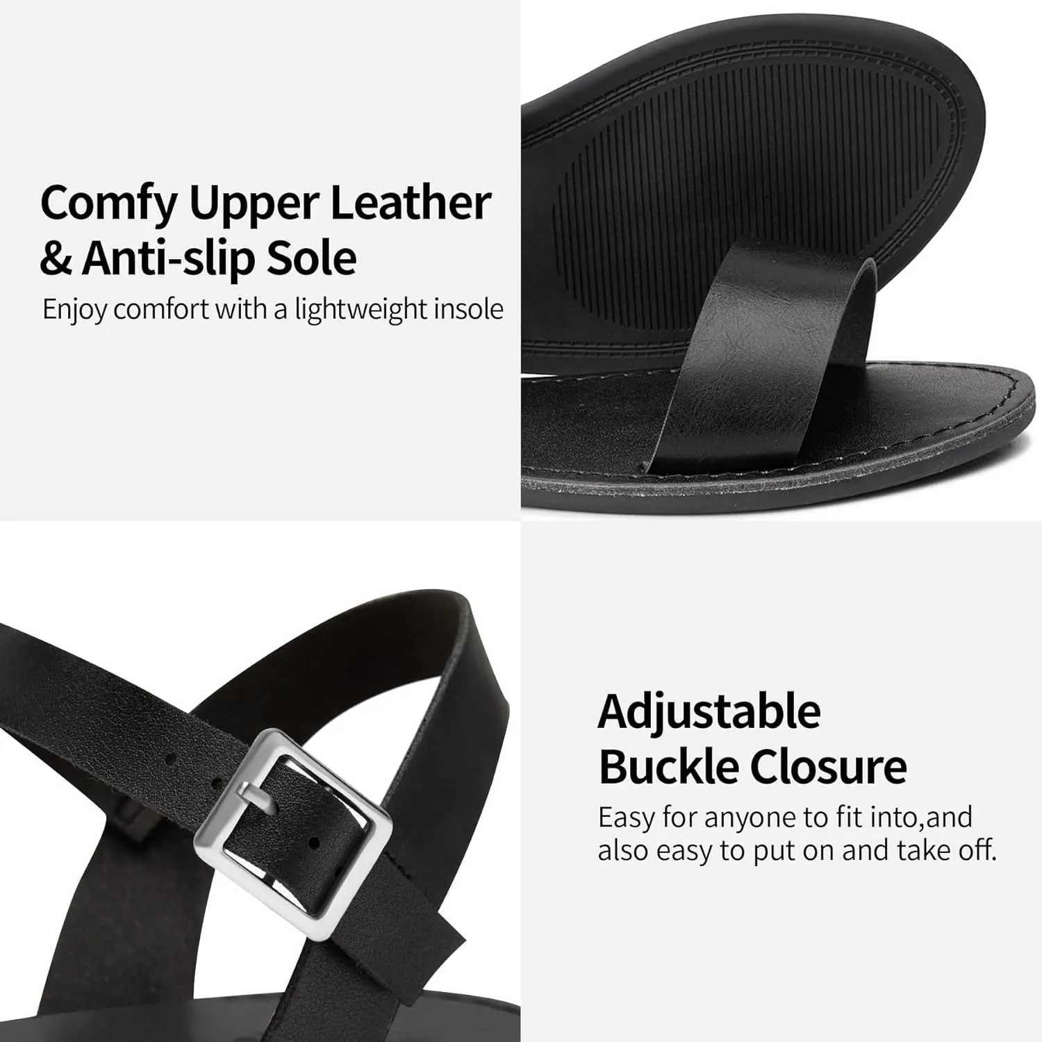 Trary Women's Dressy Summer Leather Flat Ankle Strap Gladiator Open Toe One Band Two Tone Adjustable Metal Buckle Comfortable Wedding Sandals