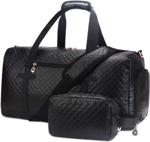 Travel Duffel for Women - Weekender With Toiletry Bag, Shoe Compartment, Wet Pocket - Carry On for Business Trips, Sports, Hospital - Overnight Gym Bag