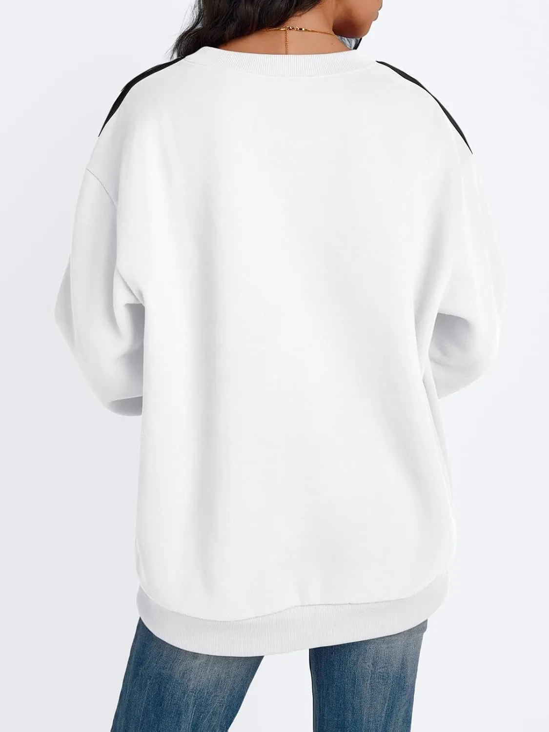 Trendy Queen Oversized Sweatshirt for Women Crewneck Fall Fashion Clothes 2025 Striped Sweater y2k Teen Girls Outfits