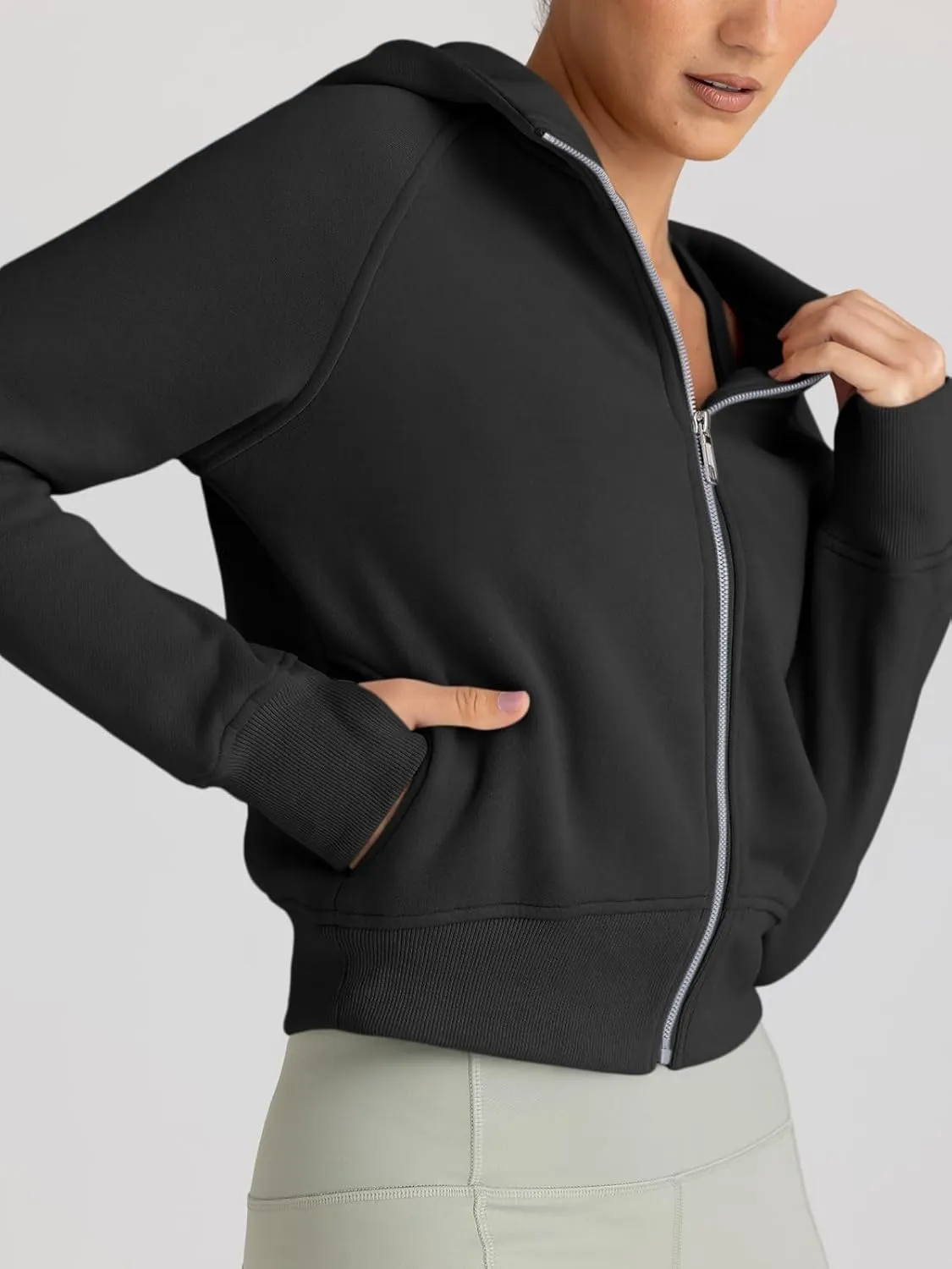 Trendy Queen Womens Zip Up Hoodies Jackets Cropped Sweatshirts Fleece Fall Outfits Casual Comfy Y2k Tops Winter Clothes 2025