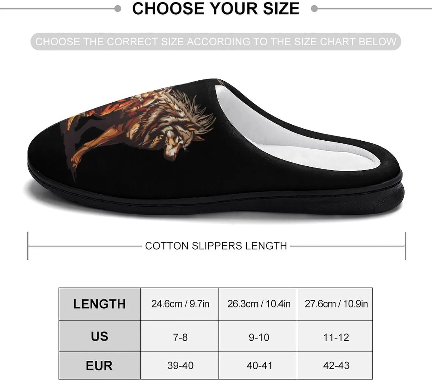 Tribal Chief & Wolf Women's Cotton Slippers with Memory Foam Sole Slip On House Shoes Outdoor Indoor