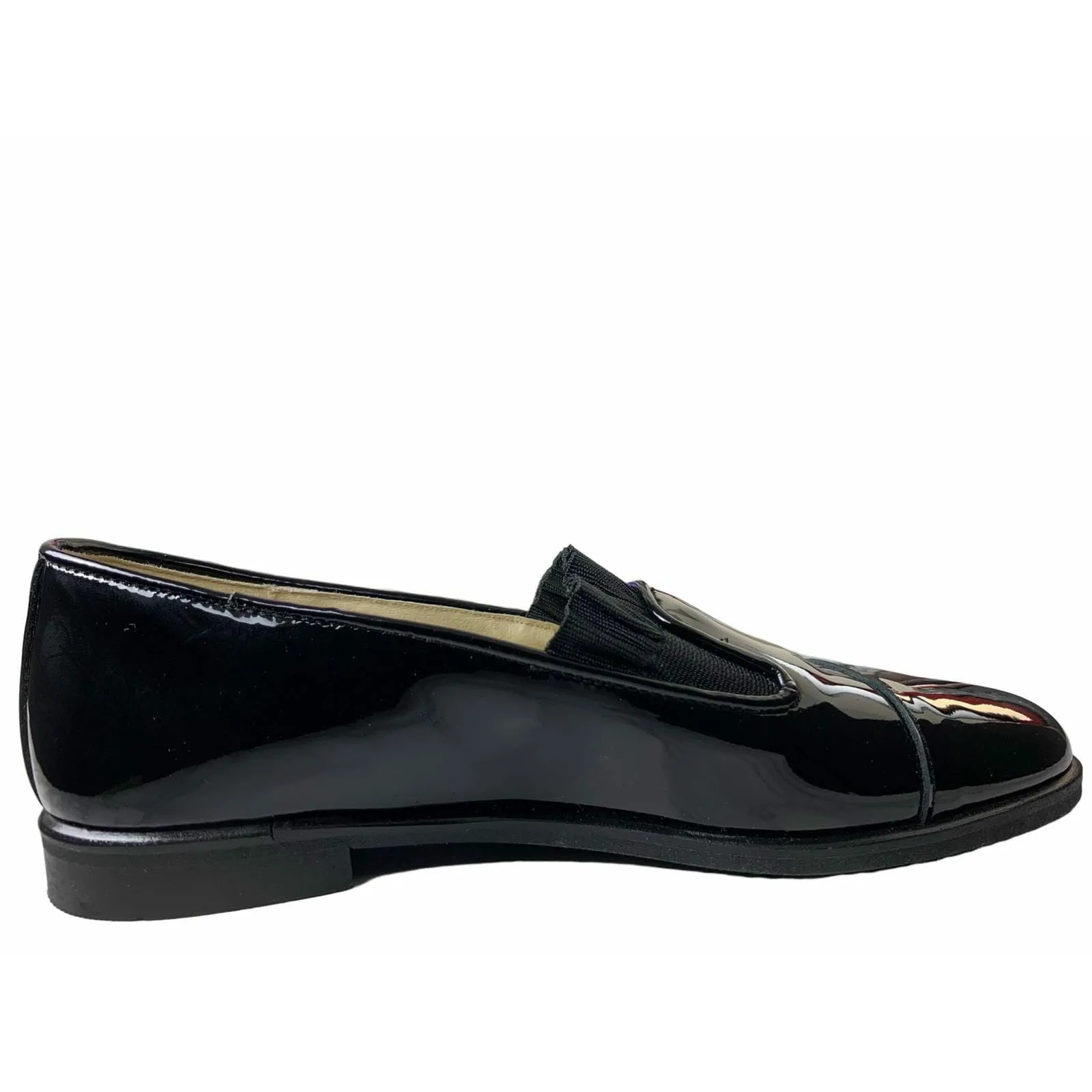 Tritt DUNS25 Black Patent Frill Loafer Shoe