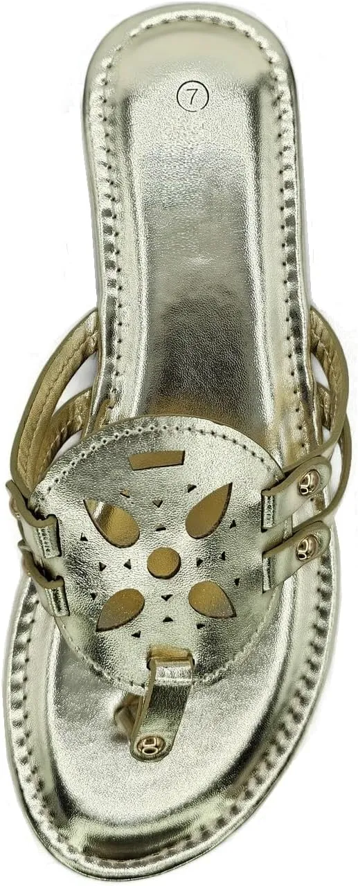 TruFox Women's Medallion Flat Sandals Comfortable Soft Cushion Slide Slip on Summer Beach Thong Flip Flops