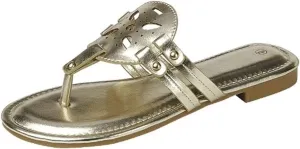 TruFox Women's Medallion Flat Sandals Comfortable Soft Cushion Slide Slip on Summer Beach Thong Flip Flops
