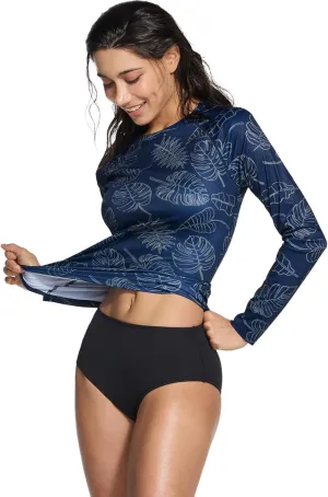 TSLA Women's Long Sleeve Rash Guard Swim Shirts, UPF 50  UV Protection Regular-Fit Quick Dry Water Shirts