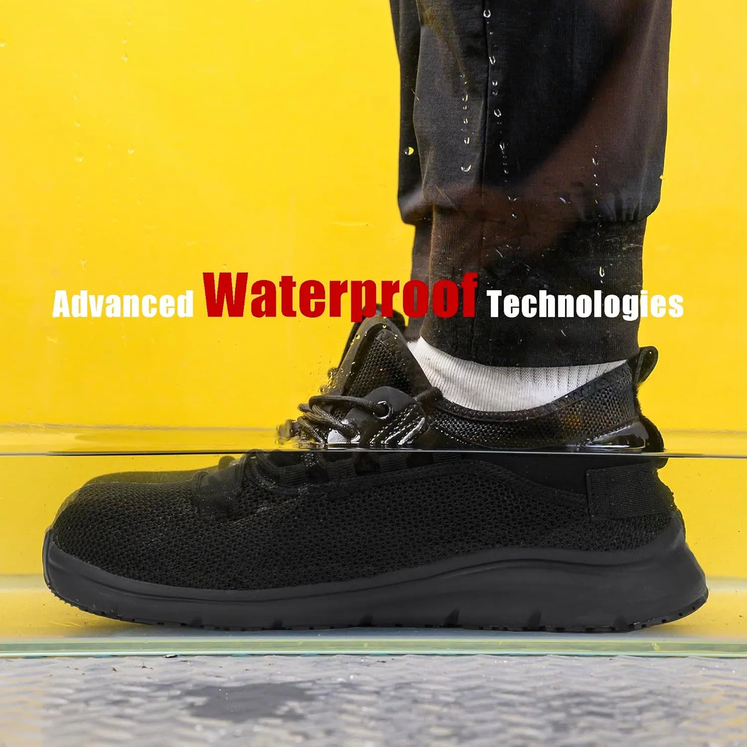 ulogu Non Slip Steel Toe Work Shoes for Men Women,Waterproof Lightweight Comfy Safety Roofing Sneakers