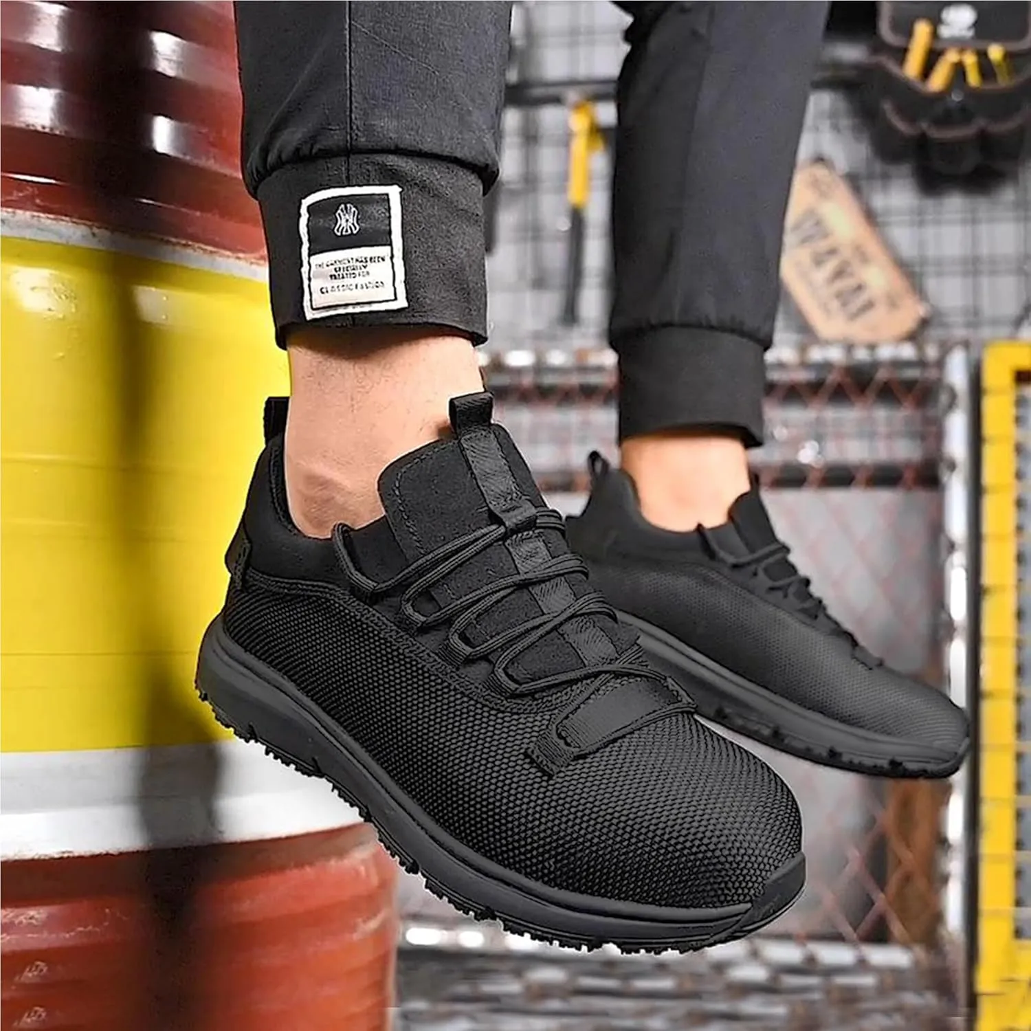 ulogu Non Slip Steel Toe Work Shoes for Men Women,Waterproof Lightweight Comfy Safety Roofing Sneakers