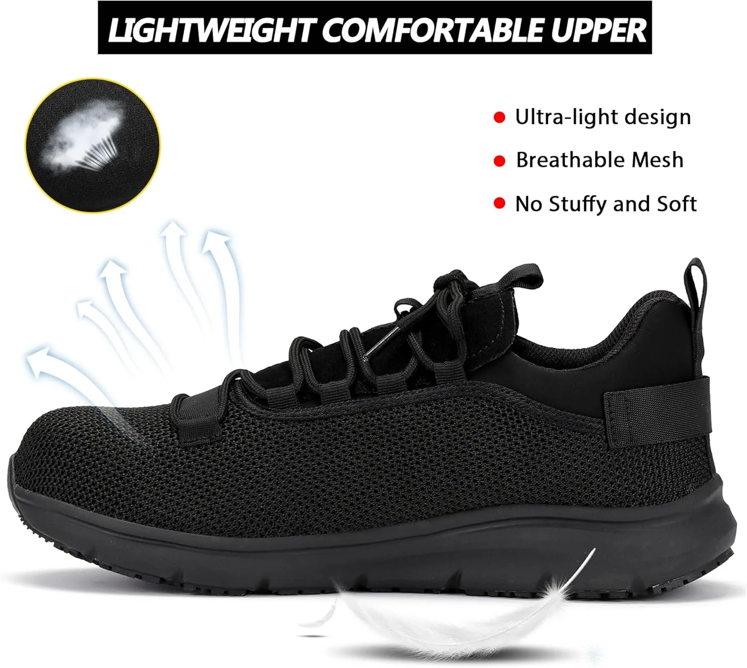 ulogu Non Slip Steel Toe Work Shoes for Men Women,Waterproof Lightweight Comfy Safety Roofing Sneakers