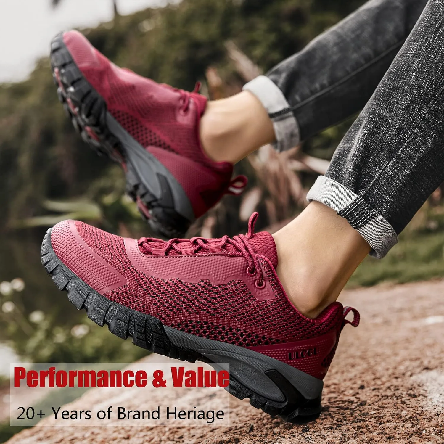 ulogu Waterproof Hiking Shoes for Men Women丨 Comfy Lightweight Non-Slip All Day Walking Work Sneakers 6-Month Warranty