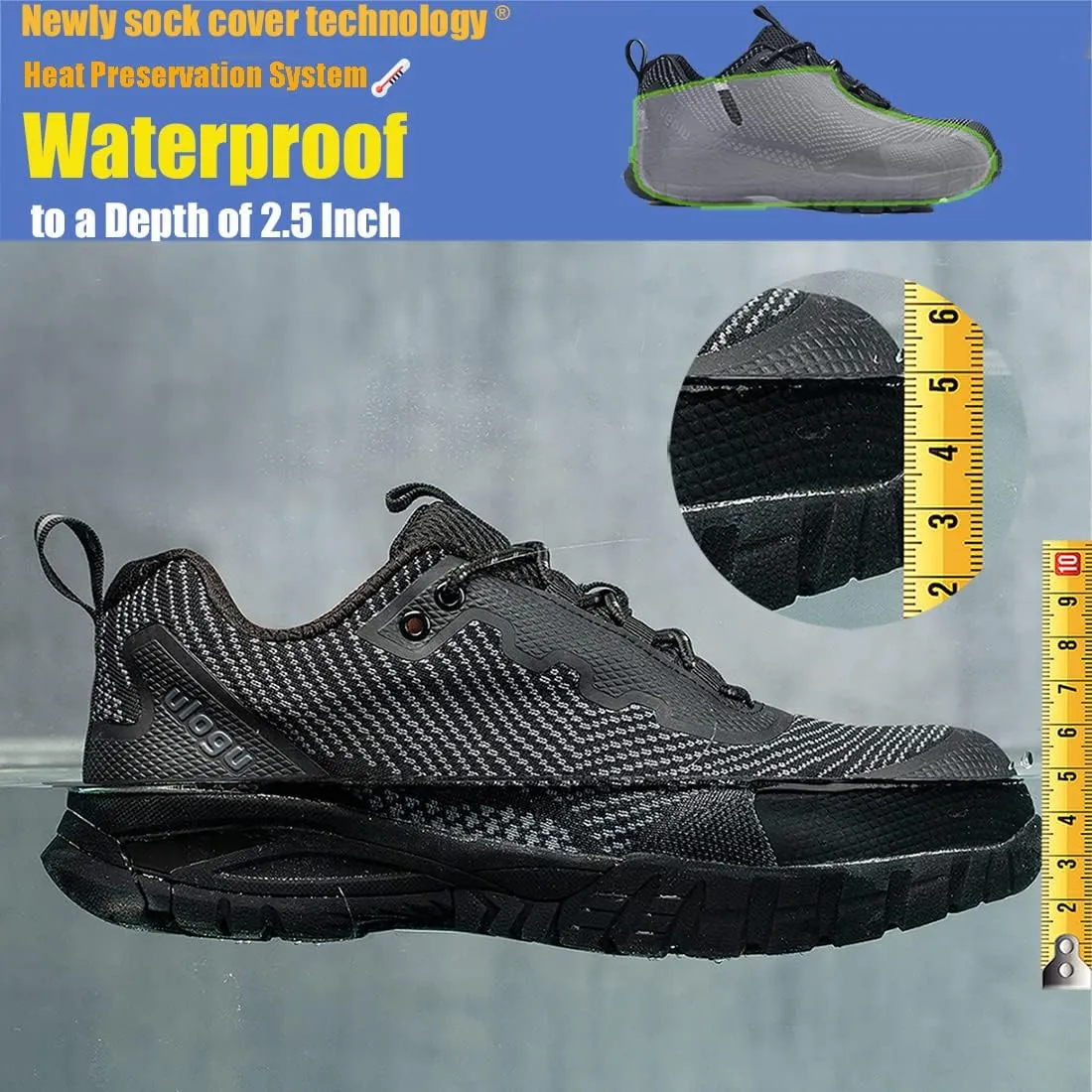 ulogu Waterproof Steel Toe Shoes for Men Comfy Lightweight Non Slip Safety Work Sneakers 6-Month Warranty