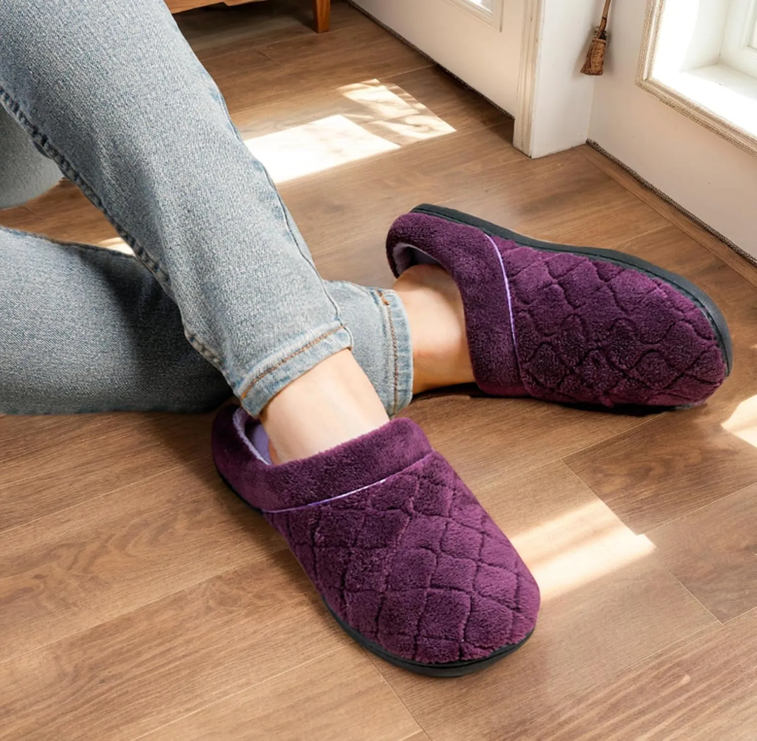 ULTRAIDEAS Women's Indoor Terry Clog Slipper with Memory Foam, Slip-On Ladies Comfy House Shoe with Non-Slip Rubber Sole
