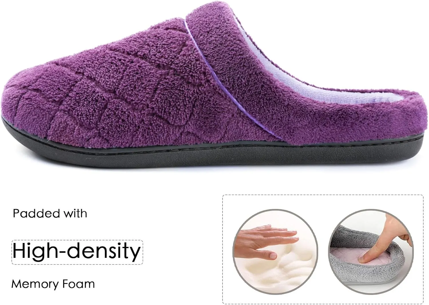 ULTRAIDEAS Women's Indoor Terry Clog Slipper with Memory Foam, Slip-On Ladies Comfy House Shoe with Non-Slip Rubber Sole