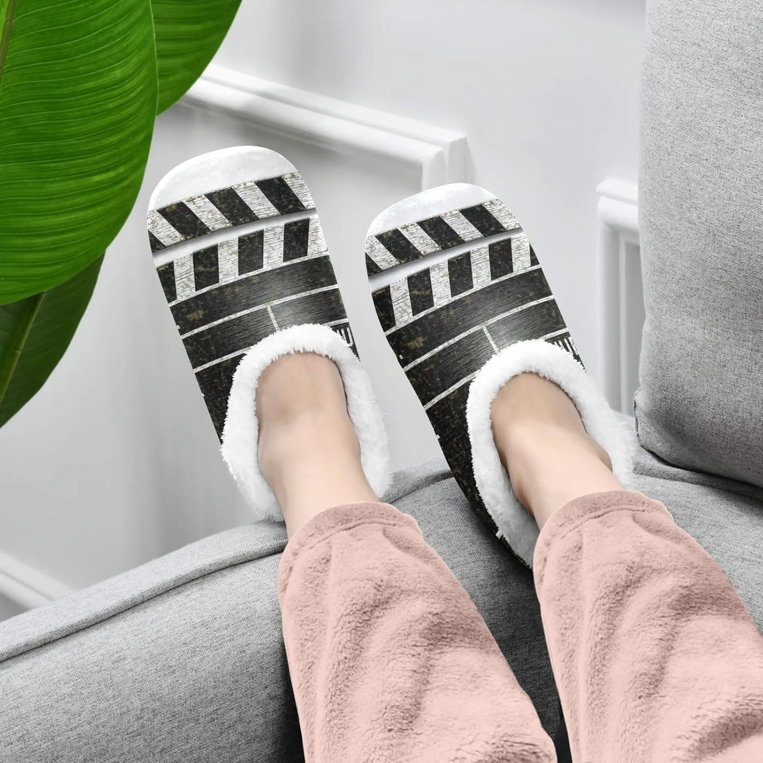 Unisex Fuzzy House Slippers Memory Foam Warm Slip Shoes Fur Lining M-XXL