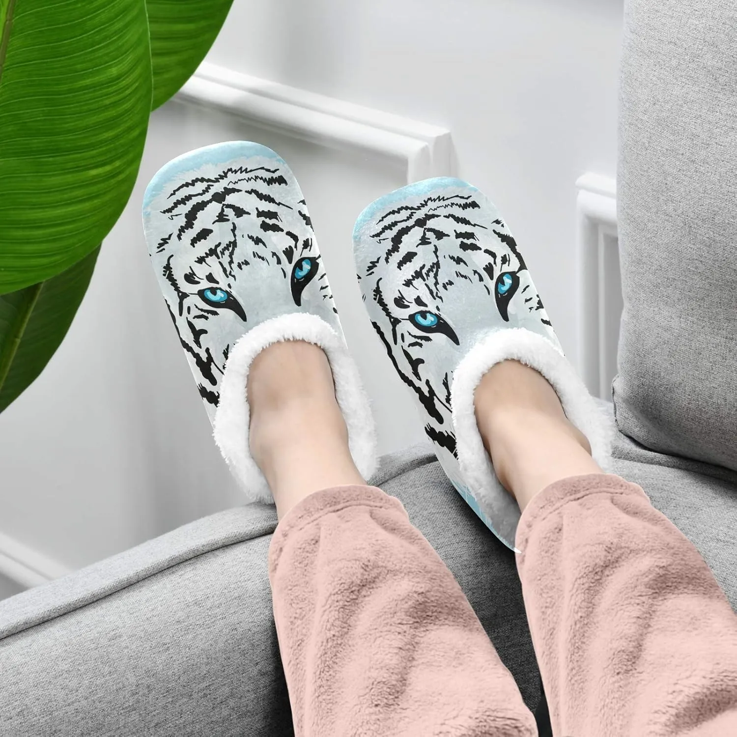 Unisex Fuzzy House Slippers Memory Foam Warm Slip Shoes Fur Lining M-XXL