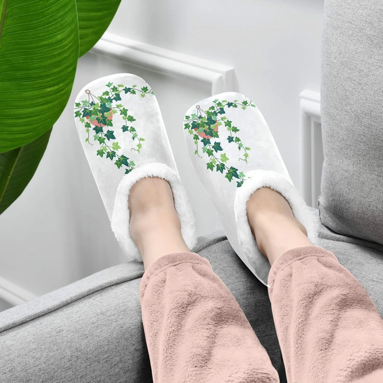 Unisex Fuzzy House Slippers Memory Foam Warm Slip Shoes Fur Lining M-XXL