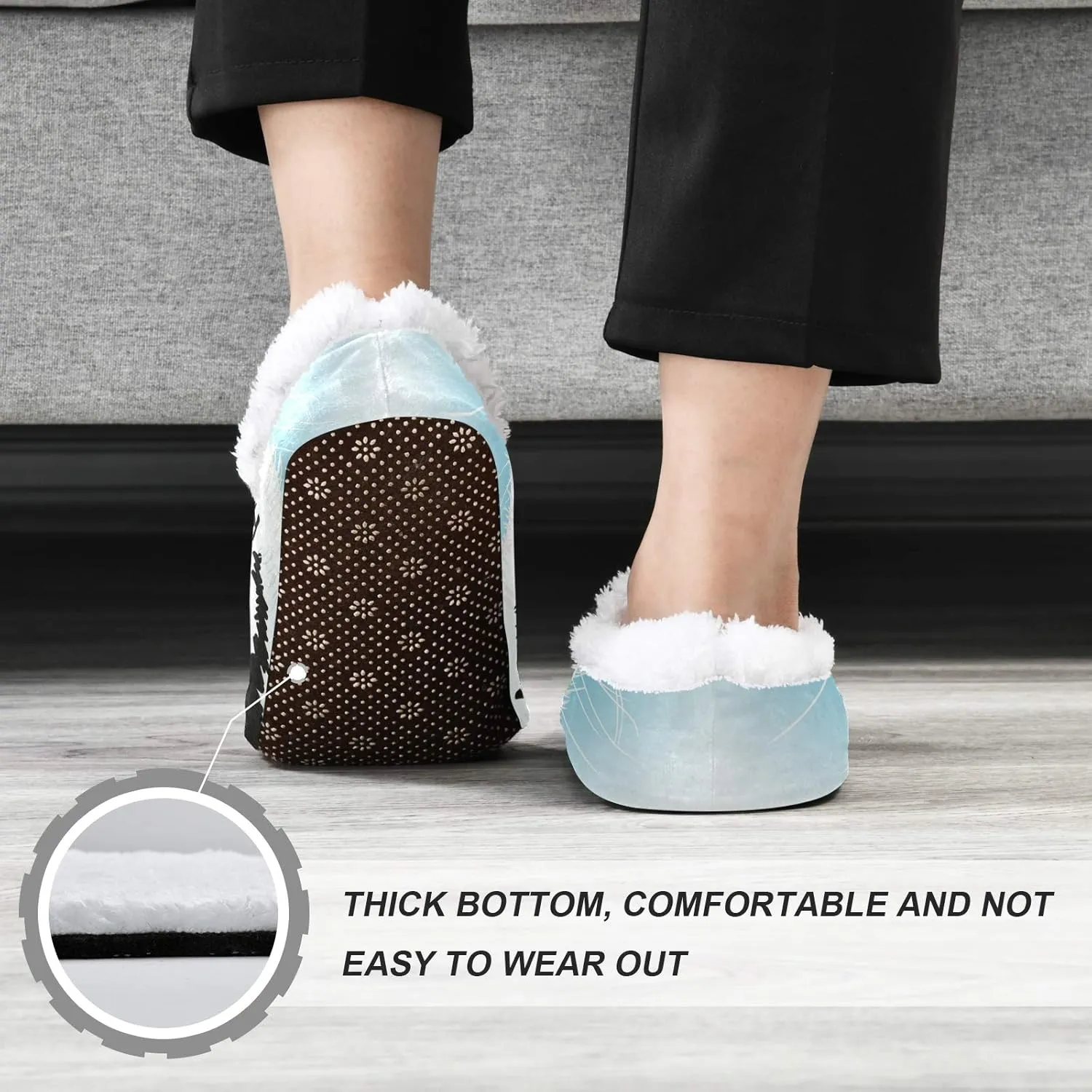 Unisex Fuzzy House Slippers Memory Foam Warm Slip Shoes Fur Lining M-XXL