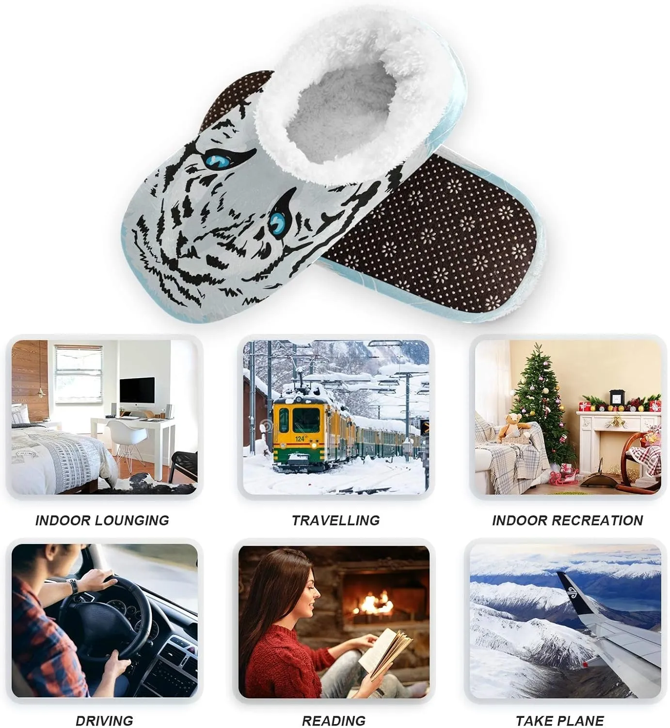 Unisex Fuzzy House Slippers Memory Foam Warm Slip Shoes Fur Lining M-XXL