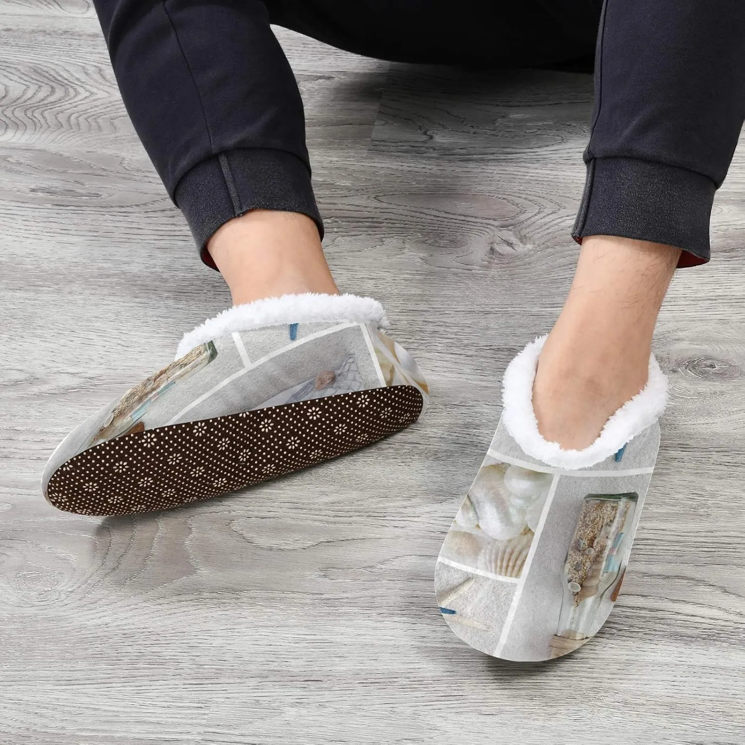 Unisex Fuzzy House Slippers Memory Foam Warm Slip Shoes Fur Lining M-XXL