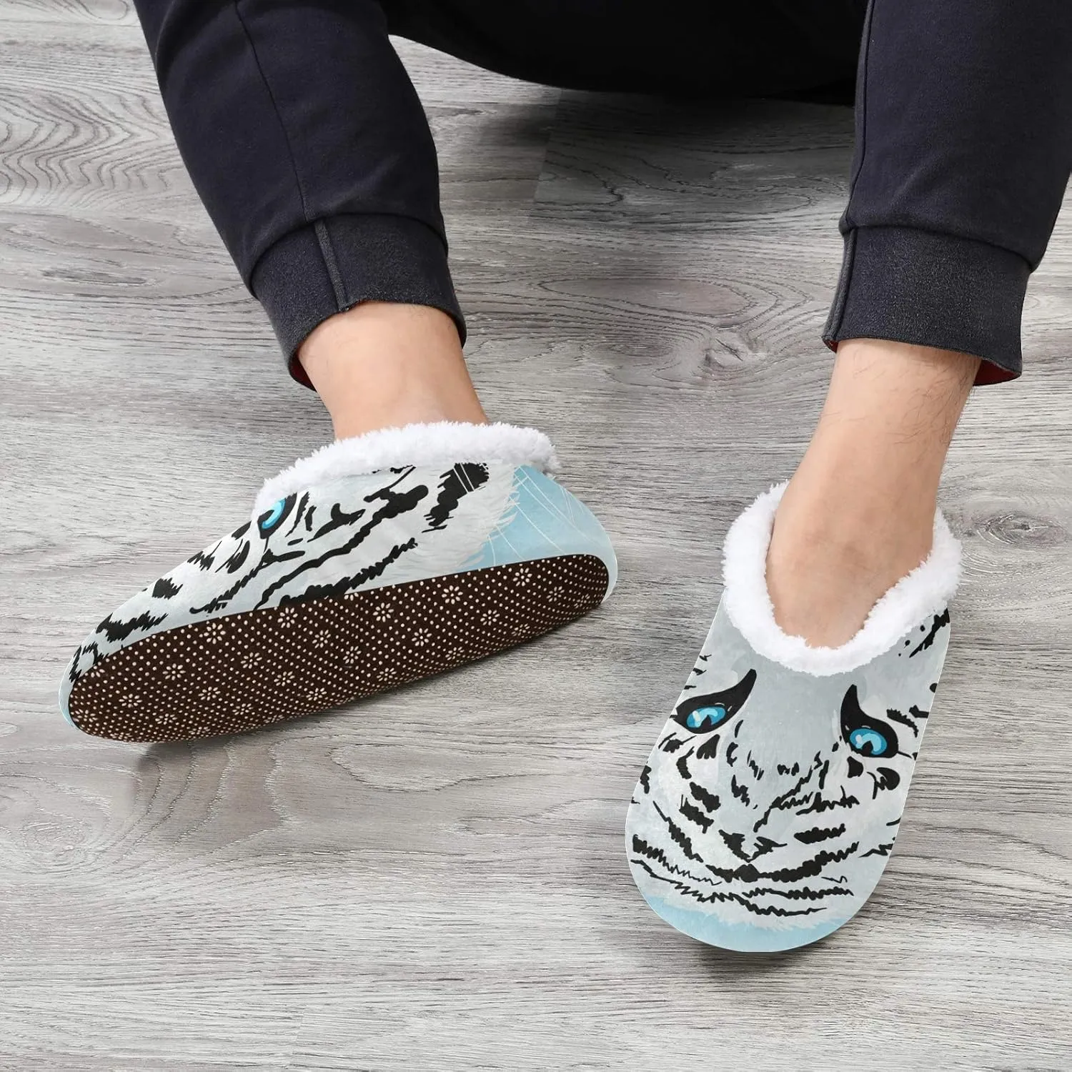 Unisex Fuzzy House Slippers Memory Foam Warm Slip Shoes Fur Lining M-XXL
