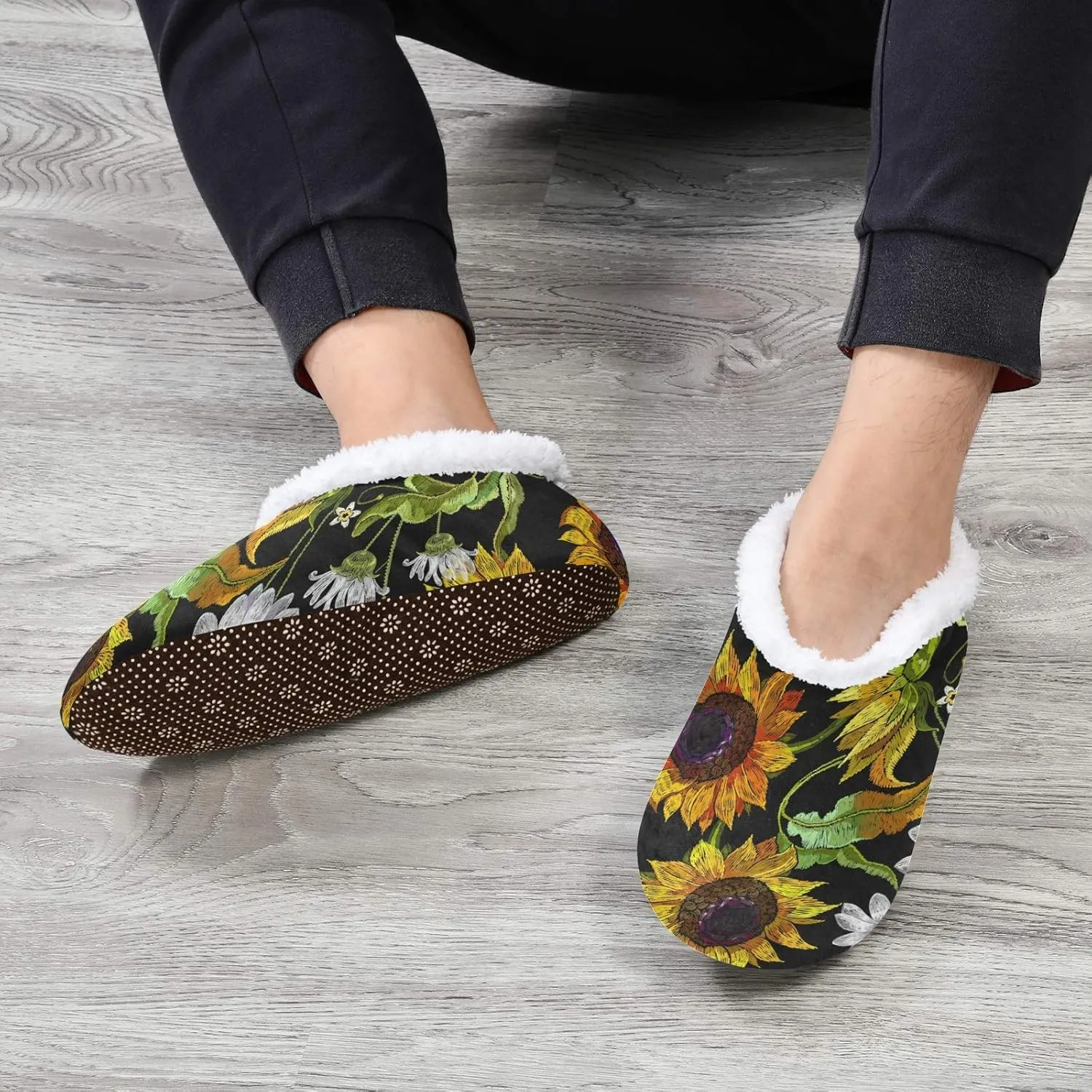 Unisex Fuzzy House Slippers Memory Foam Warm Slip Shoes Fur Lining M-XXL