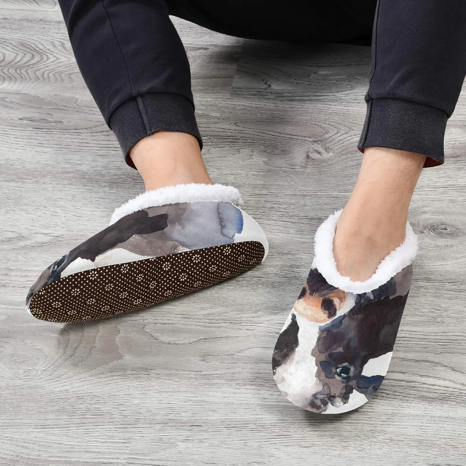 Unisex Fuzzy House Slippers Memory Foam Warm Slip Shoes Fur Lining M-XXL