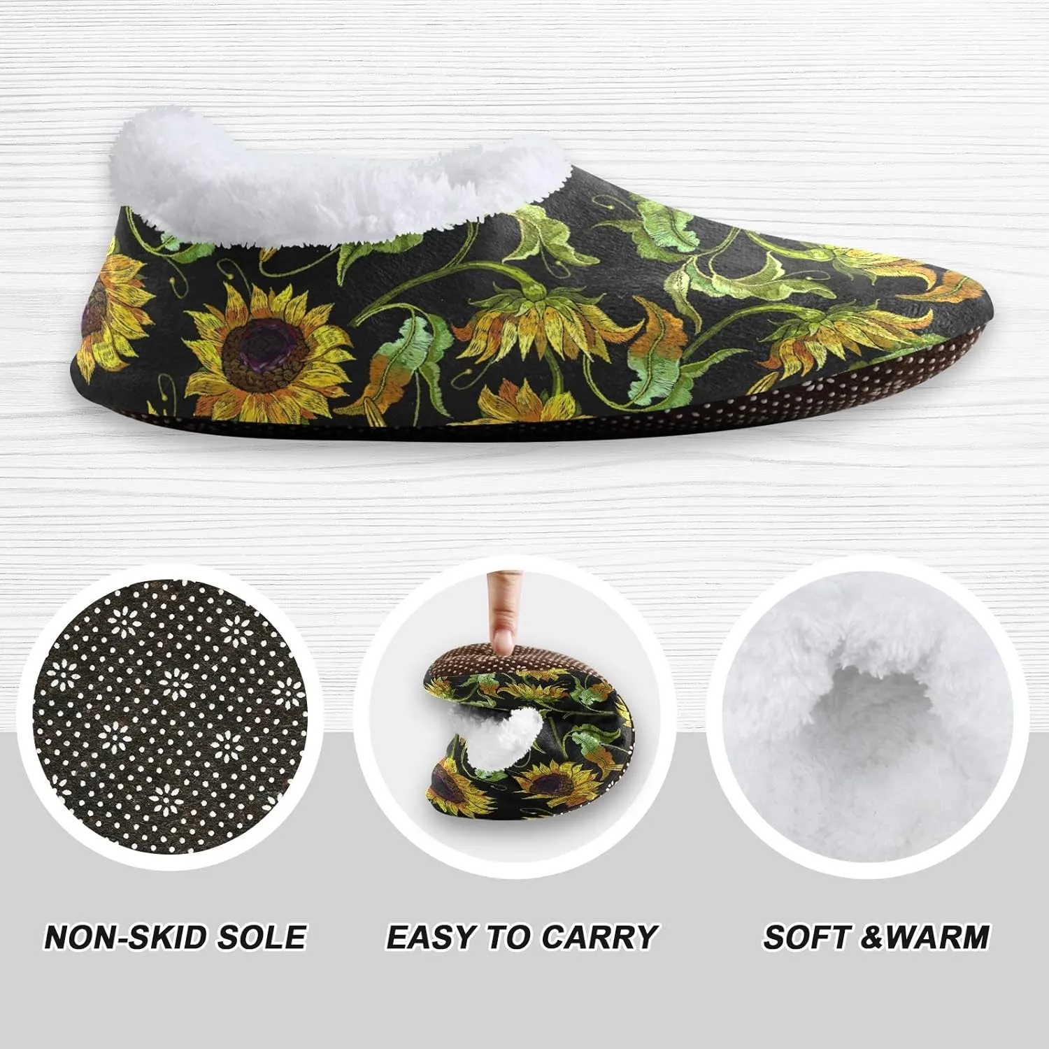 Unisex Fuzzy House Slippers Memory Foam Warm Slip Shoes Fur Lining M-XXL