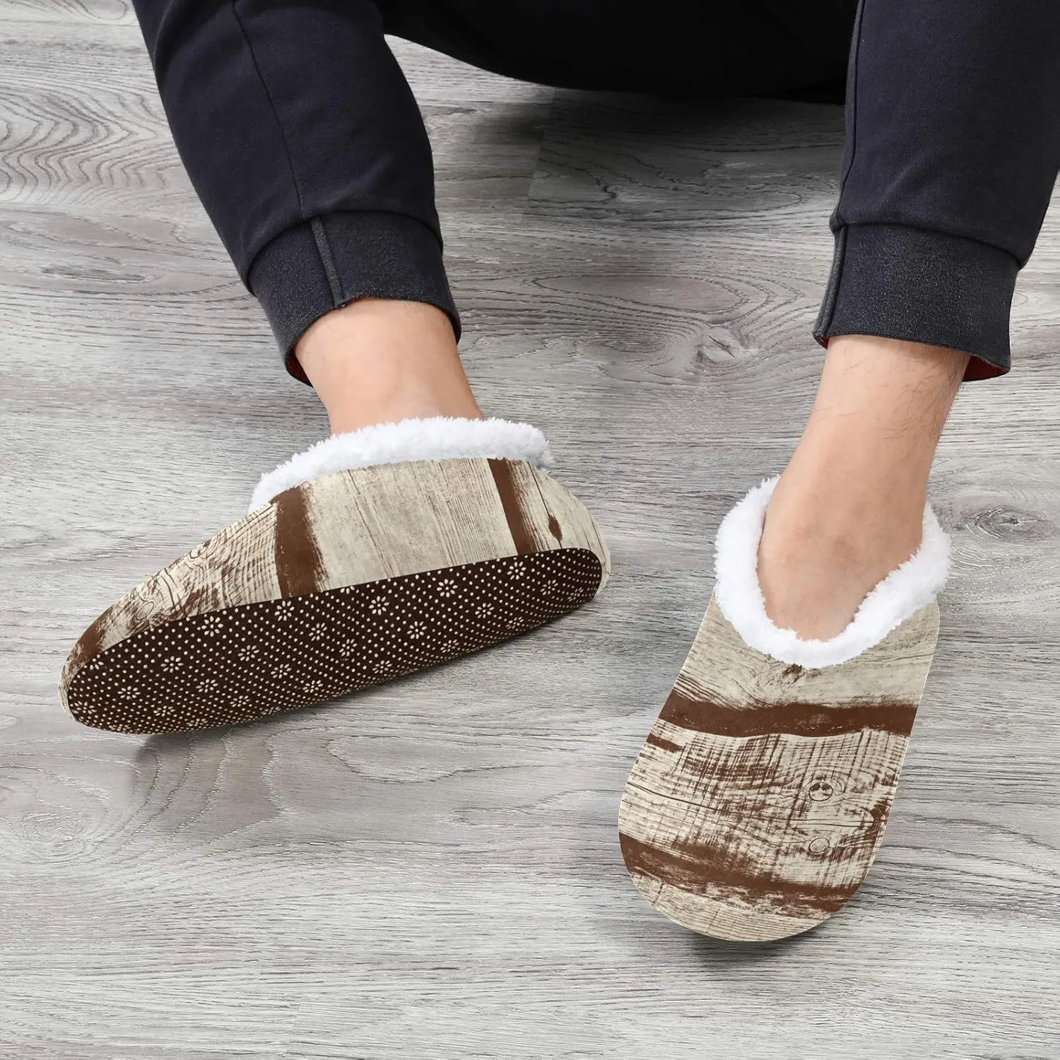 Unisex Fuzzy House Slippers Memory Foam Warm Slip Shoes Fur Lining M-XXL